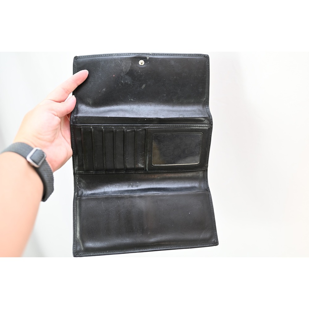 Coach Black Leather Slim Envelope Wallet with Contrast Stitching and ID Window - Picture 3 of 3